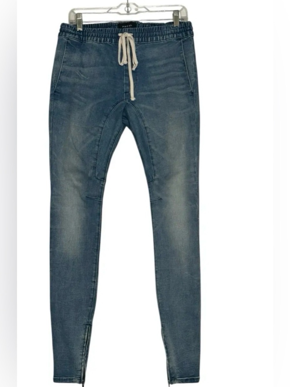 PacSun Men's Light Blue Skinny Jogger Jeans with Drawstring